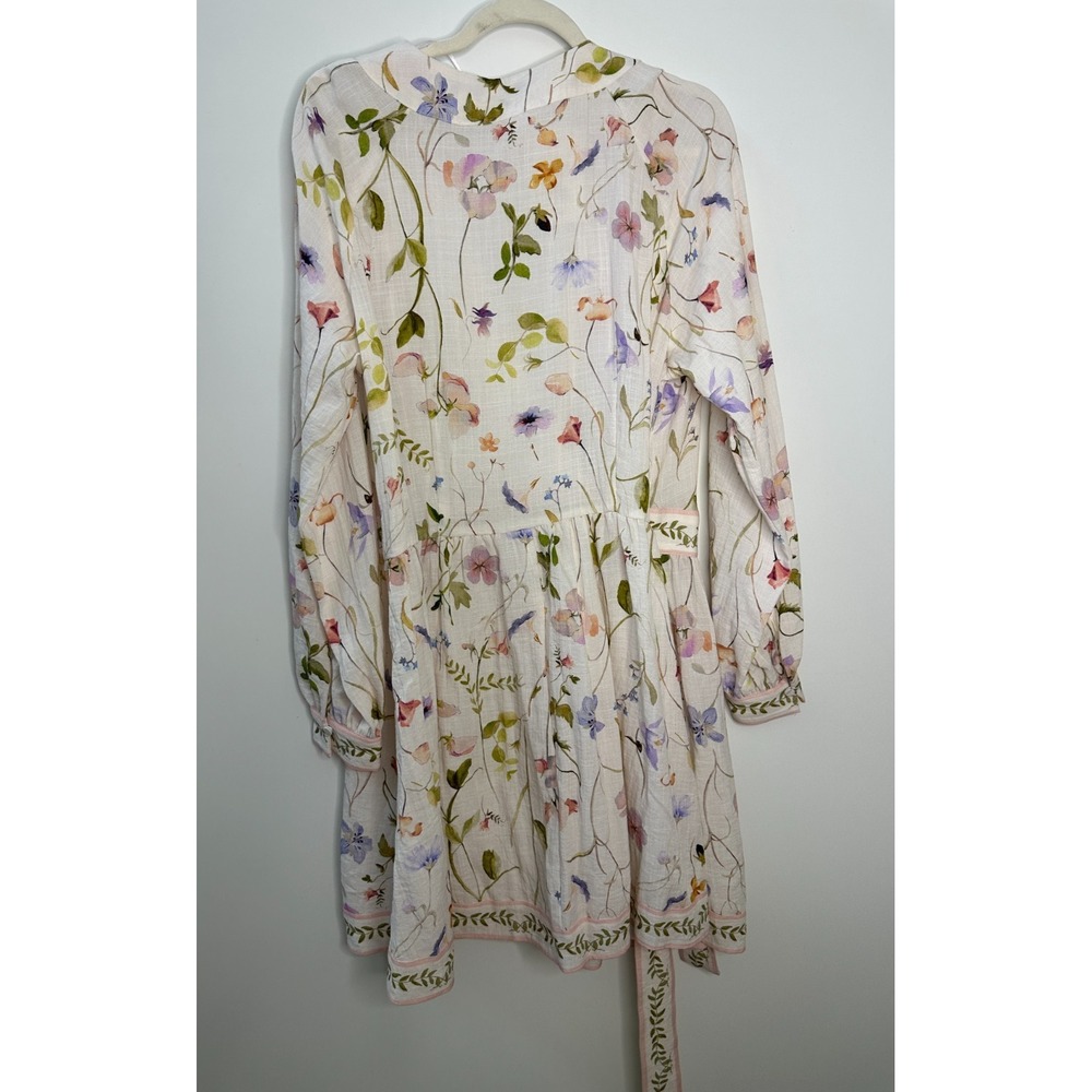 NWT H&M Floral Wrap Dress Large Fairy Botanical LS Feminine Brunch Wedding Chic - Picture 12 of 16